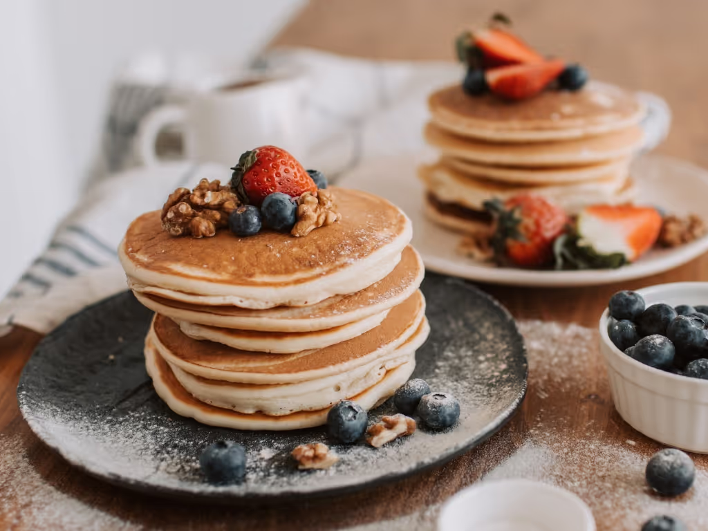 Sugar Score Pancakes Fruits Noisettes